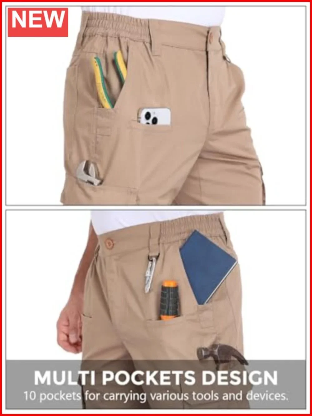 Tactical Cargo Pants with 10 Pockets Water Resistant Ripstop Hiking Work